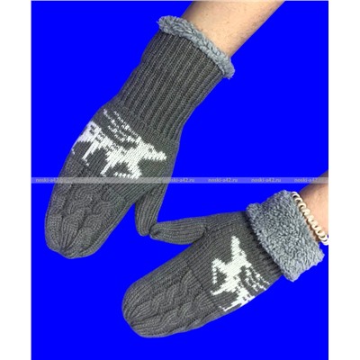 Варежки женские двойные внутри с мехом арт. А 116