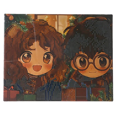 Алмазная мозаика на новый год с частичным заполнением «Друзья», 20×25 см, набор для творчества