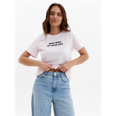 Футболка женская KAFTAN Best wife, размер 40-42, розовая