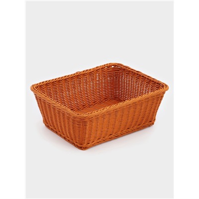 Корзина для продуктов Доляна, 40×30×15 см, пластик, плетёная, коричневая