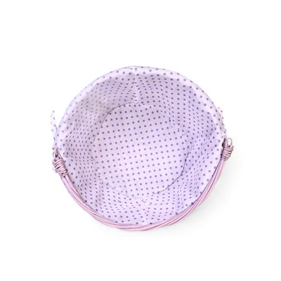 Корзина плетёная для хранения, 32×32×14 см, ручка h=14 см, сиреневая