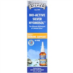 Sovereign Silver, Bio-Active Silver Hydrosol, поддержка иммунитета, вертикальный спрей, 10 част./млн, 59 мл (2 жидк. унции)