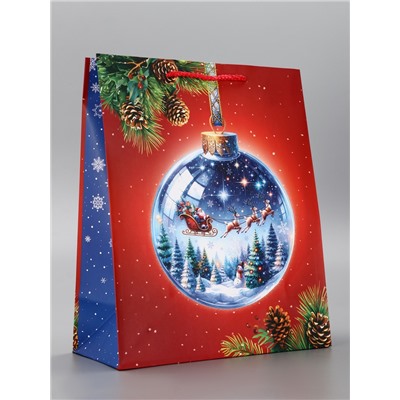 Пакет подарочный новогодний ламинированный, «Шар», 26×12×32 см