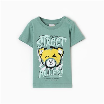 Футболка для мальчика, цвет шалфей, рост 80 см