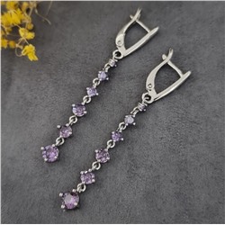 Серьги висячие посеребрение с фианитами, коллеция "Дубай", арт. 847.691