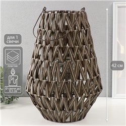 Подсвечник - фонарь на 1 свечу «Зигзаг», пластик, серый, 16×29×42 см