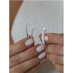 Серьги из серебра с фианитами родированные 925 пробы с-7259р200