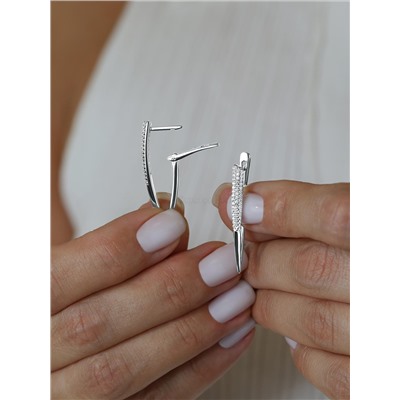 Серьги из серебра с фианитами родированные 925 пробы с-7259р200