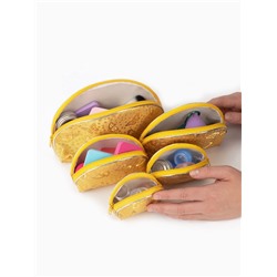 Набор женских косметичек 5 в 1 на молниях, с принтом, золотистый