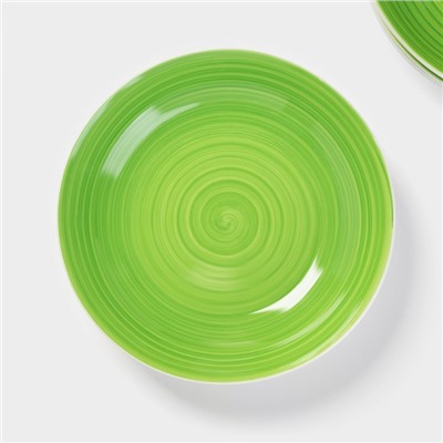 Тарелки глубокие Доляна «Палитра», 20.2×4.2 см, набор 6 шт., фарфор, зелёные