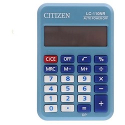 Калькулятор   8 разр. Citizen Cool4Sch карманный, питание от батарейки, голубой LC-110NR-BL