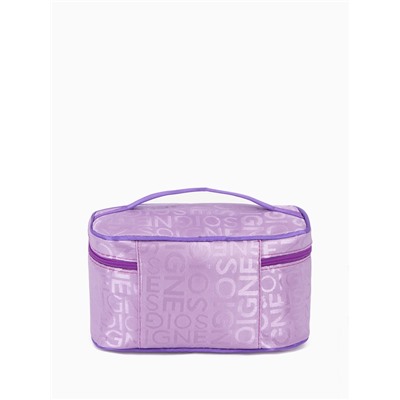 Косметичка-сундучок на молнии, на подкладке, с ручкой, зеркалом, с буквами, сиреневая