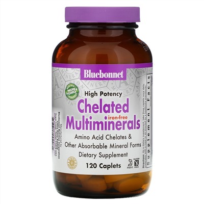 Bluebonnet Nutrition, Хелатные мультиминералы, без железа, 120 капсул