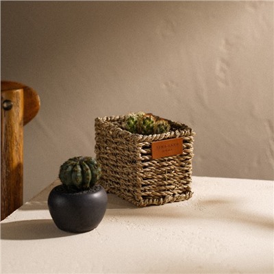 Кашпо SL Home ручного плетения, прямоугольное, солома, 12×8×8.5 см