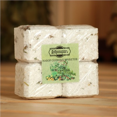 Соляной брикет набор 4 шт. "Чистотел, крапива, береза, дуб« по 200 г »Добропаровъ"
