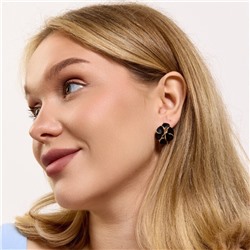 Серьги цветы ювелирная бижутерия Итальянское золото (покрытие желтое 14к) вставка: эмаль, цвет: черный матовый, арт.313.344