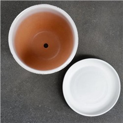 Горшок для цветов «Настроение», 1 л, d=15 см, h=13 см, керамика, с поддоном, белый