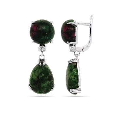 Серьги из серебра цоизит, МЦВ217