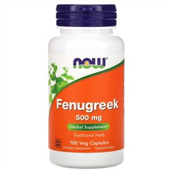 Now Foods, пажитник, 500 мг, 100 вегетарианских капсул