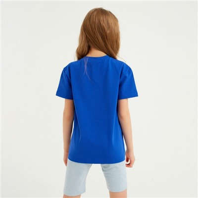 Футболка детская однотонная MINAKU: Basic line, синяя, рост 122 см