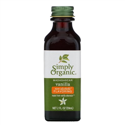 Simply Organic, Мадагаскарсая ваниль, безалкогольный ароматизатор, выращено на ферме, 2 жидких унций (59 мл)