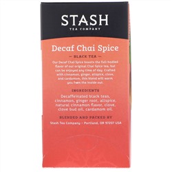 Stash Tea, Black Tea, Decaf Chai Spice, 18 Tea Bags, 1.1 oz (33 g)