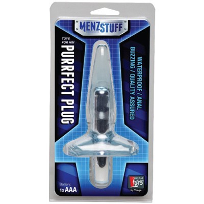 Голубая анальная пробка Purrfect Plug - 9,5 см.