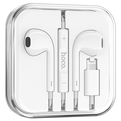 Проводные наушники с микрофоном вкладыши Hoco M111 Lightning  (white)