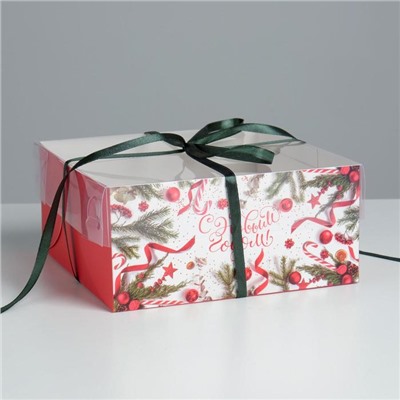 Коробка для капкейка «С Новым годом!», 16×16×7.5 см