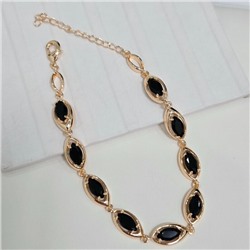 Браслет на руку ювелирная бижутерия коллекция "Дубай", вставка: фианиты, цвет: черный, арт.414.092