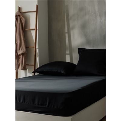 Простыня на резинке евро SL Home Tencel, 200×200+30 см, чёрная, тенсель