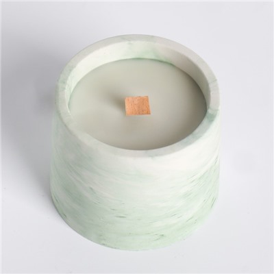 Набор свечей в подсвечнике на подставке «Лофт», соевый воск, деревянный фитиль, бело-зелёная