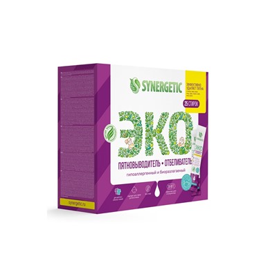 Отбеливатель-пятновыводитель с активным кислородом SYNERGETIC, гипоаллергенный, биоразлагаемый,25 стирок