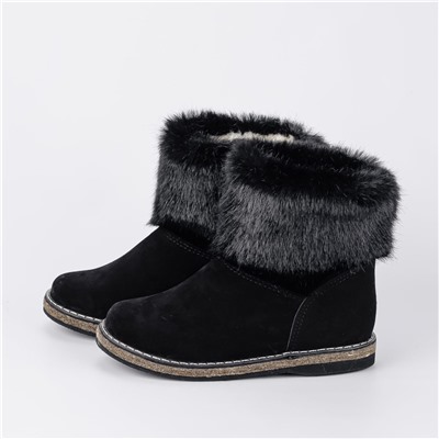 УЖ-77 Унты женские короткие “черная норка” на войлоке