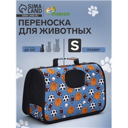 Сумка - переноска для животных «Спорт», размер S, 37.5×17×22 см, голубая