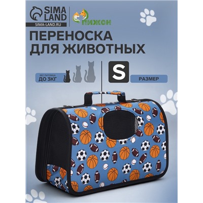 Сумка - переноска для животных «Спорт», размер S, 37.5×17×22 см, голубая