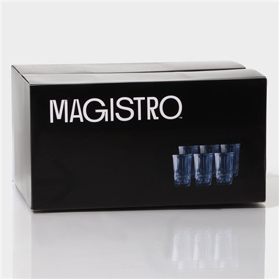 Набор стаканов Magistro «Ла-Манш», 350 мл, 8×12.5 см, 6 шт., стекло, синий