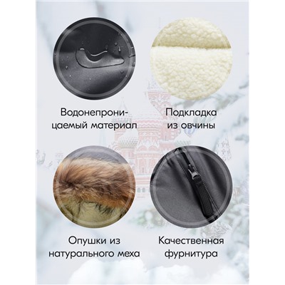 Куртка парка зимняя подростковая для мальчика с капюшоном и мехом черного цвета 9447Ch