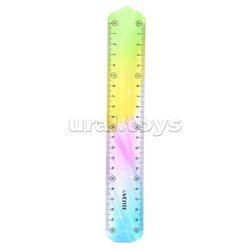 Набор геометрический "Rainbow Flex" малый, 3 предмета (линейка 20 см, угольник 30°/60°/90°, транспортир) полупрозрачный радужный, в пластиковом блистере