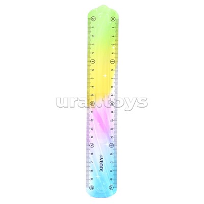 Набор геометрический "Rainbow Flex" малый, 3 предмета (линейка 20 см, угольник 30°/60°/90°, транспортир) полупрозрачный радужный, в пластиковом блистере