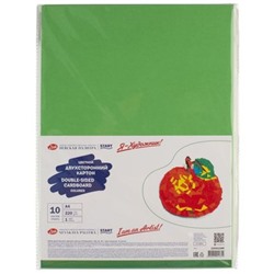 Набор цветного картона А4 10л 1цв. "Я-Художник" зеленый 220 г/м2 220452399 Невская палитра