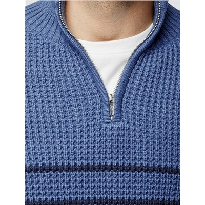 Свитер фактурной крупной вязки с металлической молнией