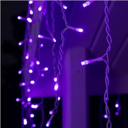 Гирлянда «Бахрома» 4 × 0.6 м, IP44, белая нить, 180 LED, свечение фиолетовое, 8 режимов, 220 В