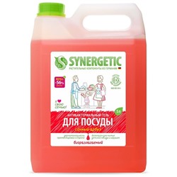 Средство для мытья посуды Synergetic, антибактериальный гель, биоразлагаемый, арбуз, 5 л