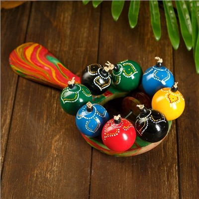 Сувенирный музыкальный инструмент «Маракас с шариками и пластинами», радужный, 25×13×5 см, МИКС