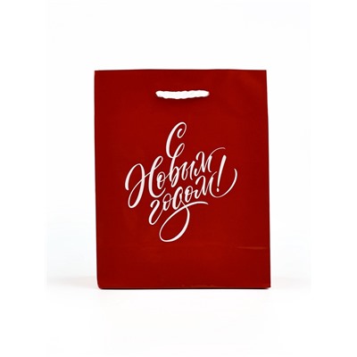 Пакет подарочный новогодний ламинированный «С Новым годом», S 15×12×5.5 см