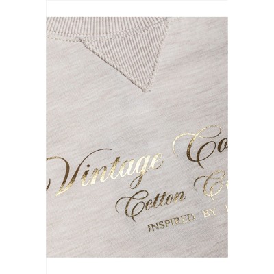 Свободный свитшот с принтом и разрезами из эластичного футера двухнитки без начеса VILATTE, 1228148