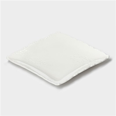 Пирожковая тарелка Magistro Kingdom, 21×2.1 см, квадратная, фарфор, белая