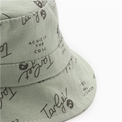 Панама детская MINAKU «Надписи», размер 48-50, зелёная