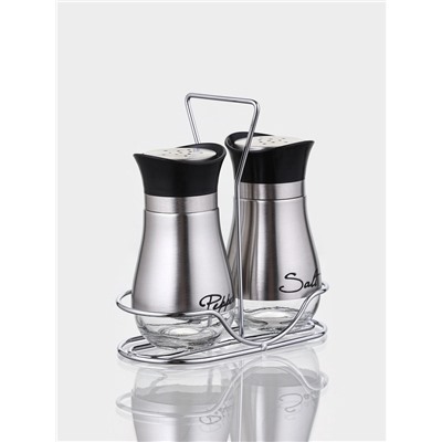 Набор для специй «Сияние.Silver», 2 шт., на подставке, стекло, серебристый